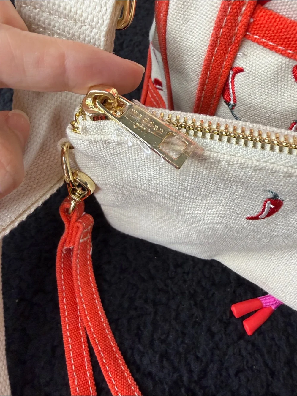 Madden Girl Chili Pepper Embroidered Canvas Crossbody Bag w/ Charms & Pouch